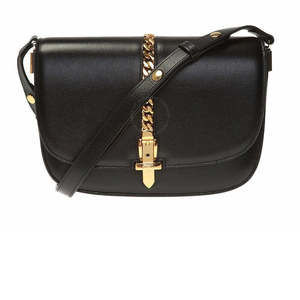 Gucci Mini Sylvie Leather Gold Chain Black Gold Handbag Shoulder Bag Purse NEW